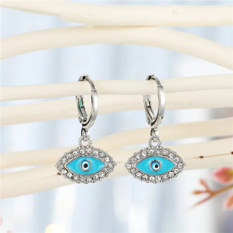 Rhinestone Fatima Hand & Evil Eye Earrings