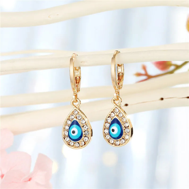 Rhinestone Fatima Hand & Evil Eye Earrings