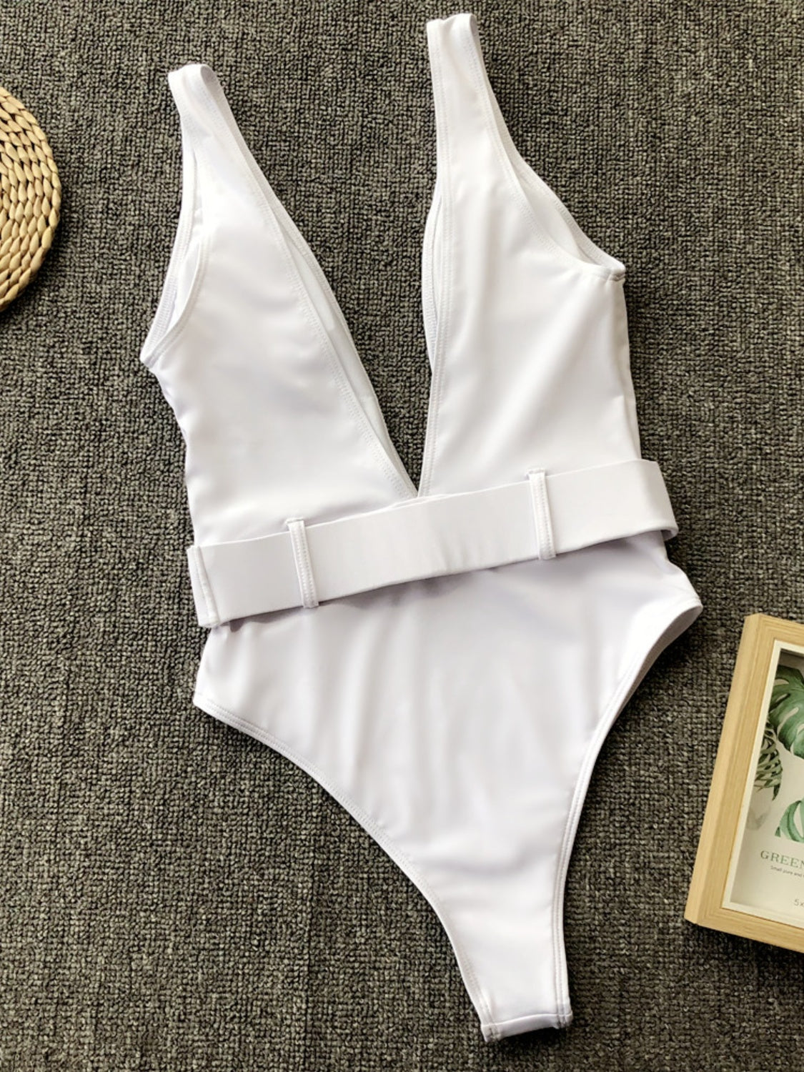 Plunge Wide Strap Sleeveless One-Piece Swimwear