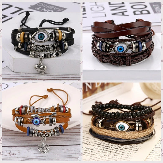 Men's Evil Eye Bracelets For Men's Charms Leather Bracelet Beaded Bracelets Braided Bracelet Men Fashion Accessories Jewelry 15 Different Styles to chose from