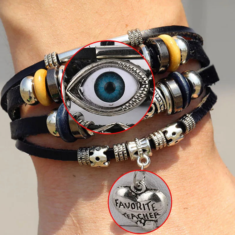 Men's Evil Eye Bracelets For Men's Charms Leather Bracelet Beaded Bracelets Braided Bracelet Men Fashion Accessories Jewelry 15 Different Styles to chose from