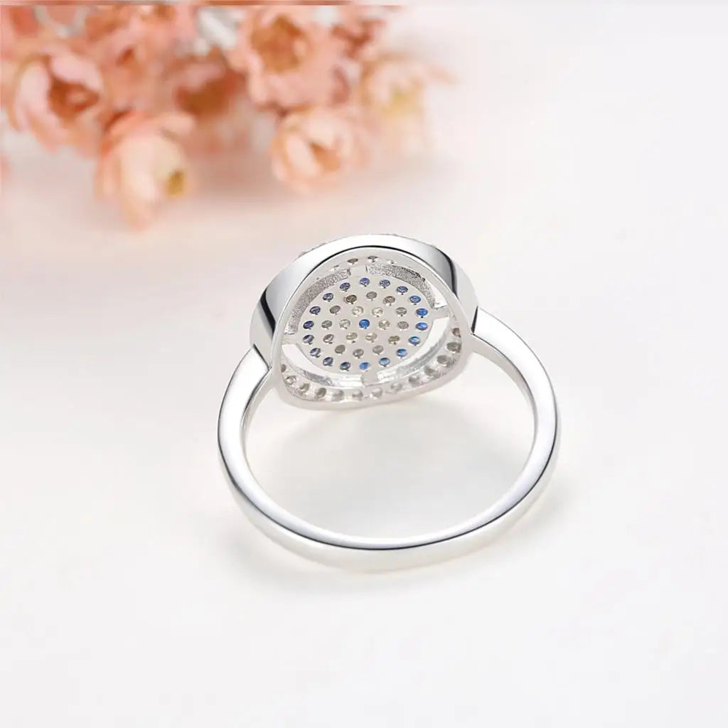 925 Sterling Silver Elegant CZ Crystal Evil Eye Ring