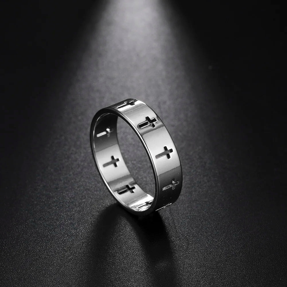 Cross Men's Ring Jesus Stainless Steel