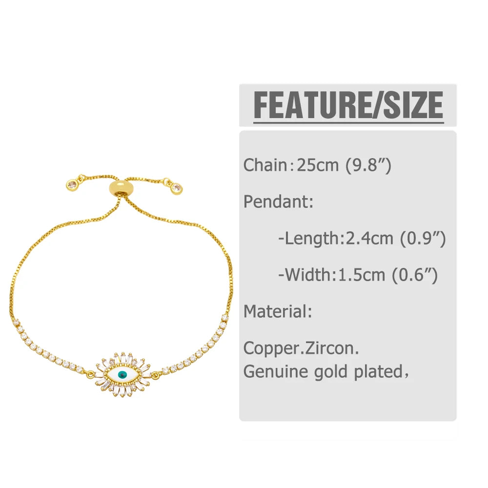 Chain Evil Eye Bracelets Copper CZ Clear Stones Rope Multicolor Tennis Bracelet Fashion Jewelry