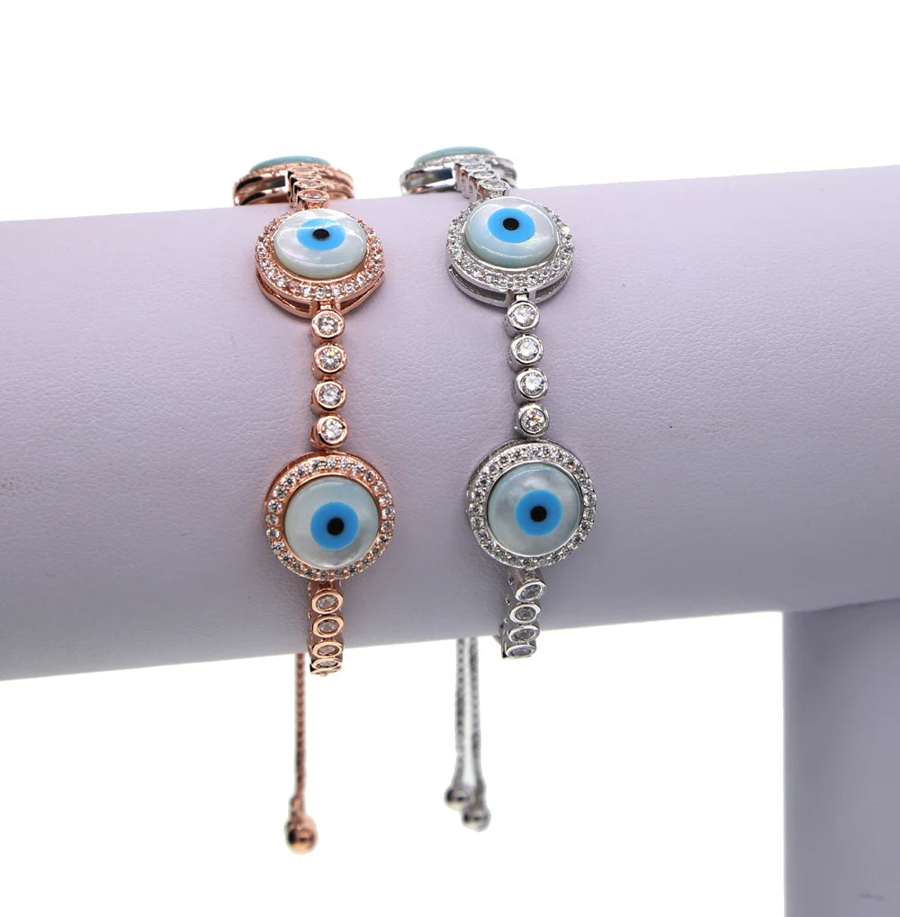 Multicolour stones turkish style evil eye tennis bracelets