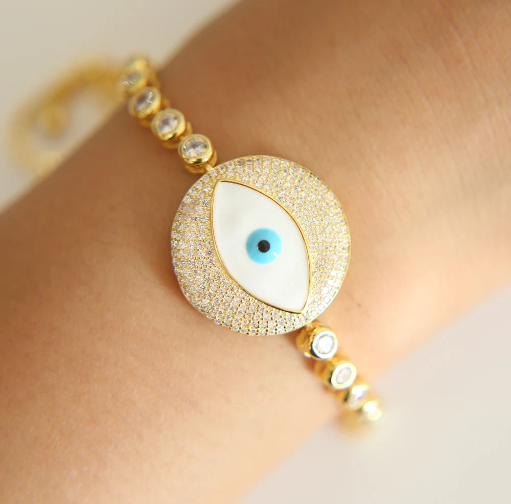 Multicolour stones turkish style evil eye tennis bracelets