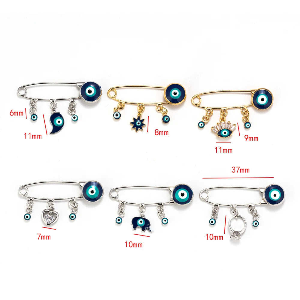 Lucky Eye Sun Elephant Eye Charms Brooch Evil Eye kids Brooch & Pin For Women Boy Girl Jewelry Colorful Buckle Clips EY6105