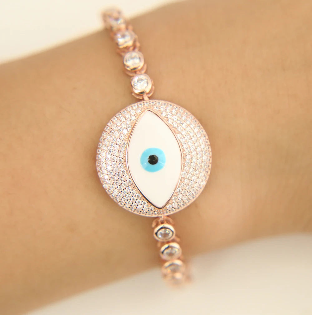 Multicolour stones turkish style evil eye tennis bracelets