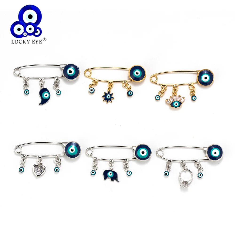 Lucky Eye Sun Elephant Eye Charms Brooch Evil Eye kids Brooch & Pin For Women Boy Girl Jewelry Colorful Buckle Clips EY6105