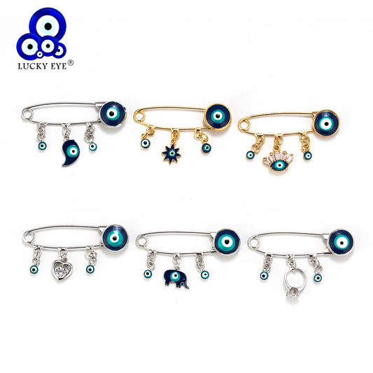 Lucky Eye Sun Elephant Eye Charms Brooch Evil Eye kids Brooch & Pin For Women Boy Girl Jewelry Colorful Buckle Clips EY6105