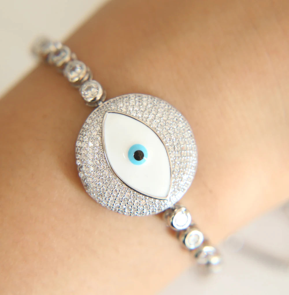 Multicolour stones turkish style evil eye tennis bracelets