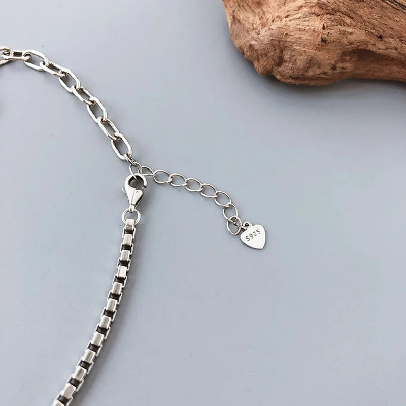 Anklet Bracelet for Women Vintage Silver LOVE Heart Pendant