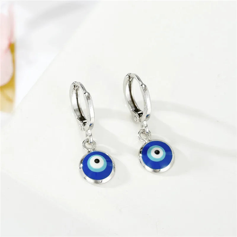 Evil eye Small Rhinestone Evil Eye Hoop Earrings For Women Trendy Moon Turkish Earings