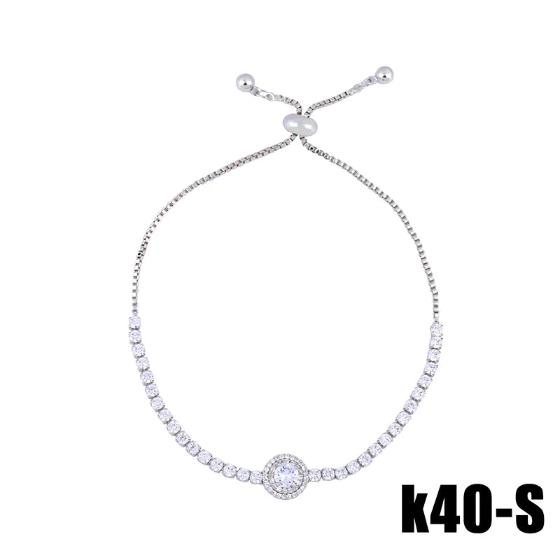 Silver Color Fatima Hand Hamsa Bracelets for Women Tennis Chain Crystal Evil Eye Bracelet Fashion Jewelry