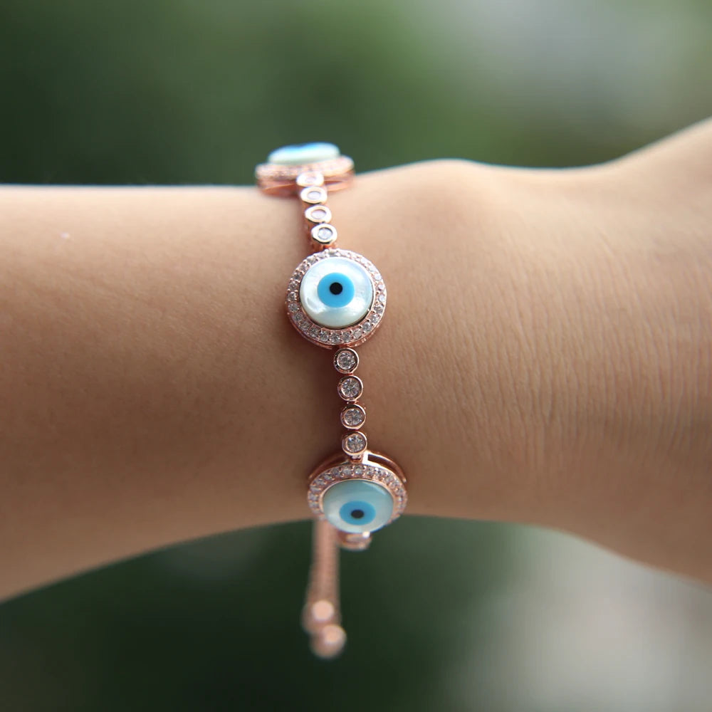 Multicolour stones turkish style evil eye tennis bracelets