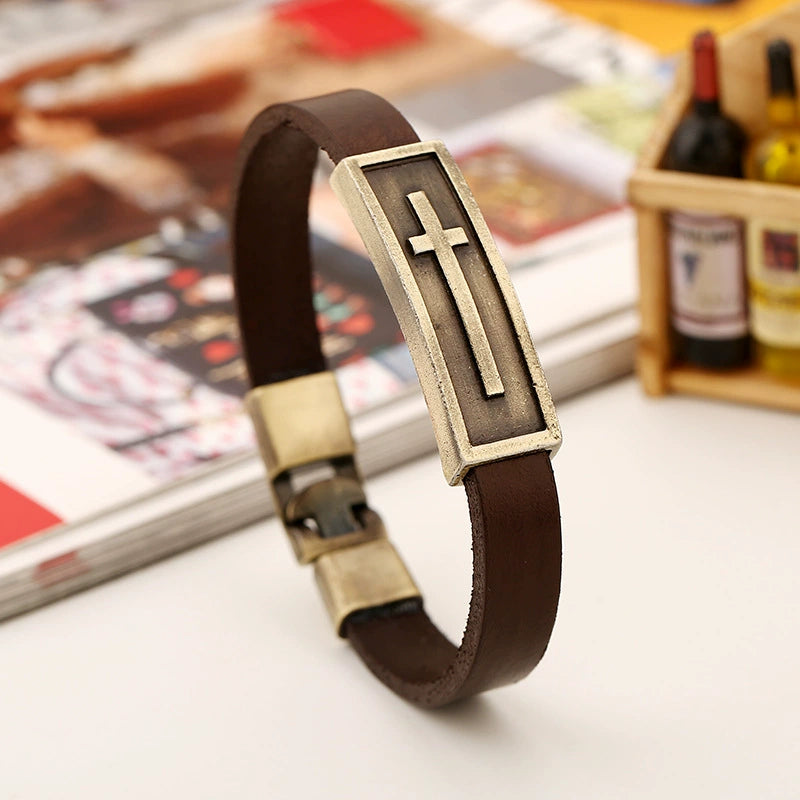 Unique Cross Retro Leather Bracelet