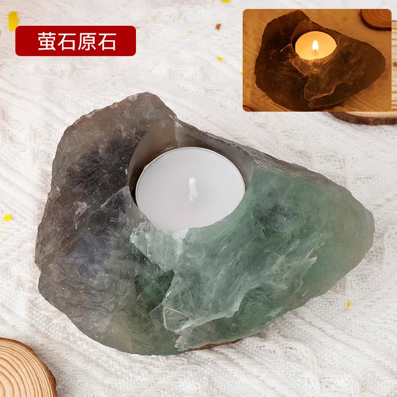 Natural Raw Stone Candle Holders