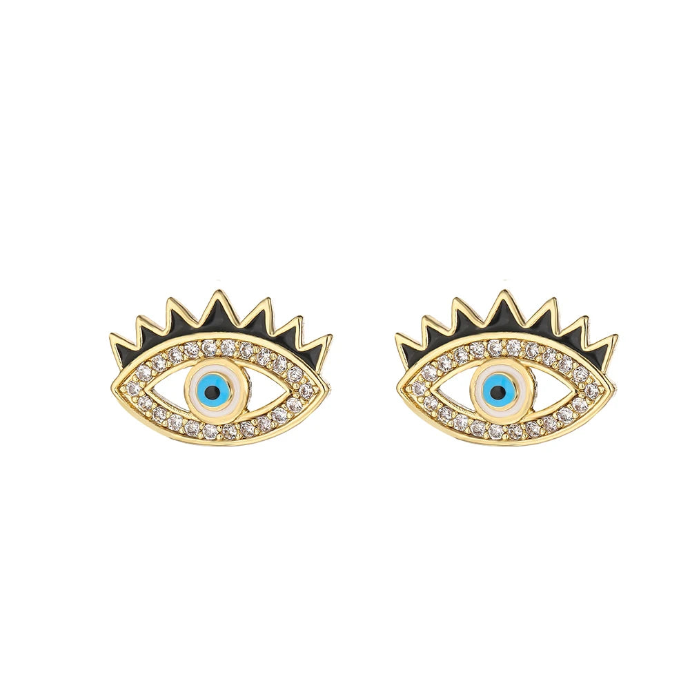 Stud Earrings Bohemian Enamel Evil Eye Lucky Earring Jewelry Accessories