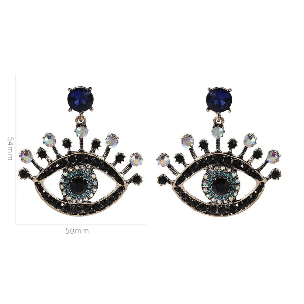 Evil Eye Earrings Loop Pearl Enamel Eye Statement Earrings