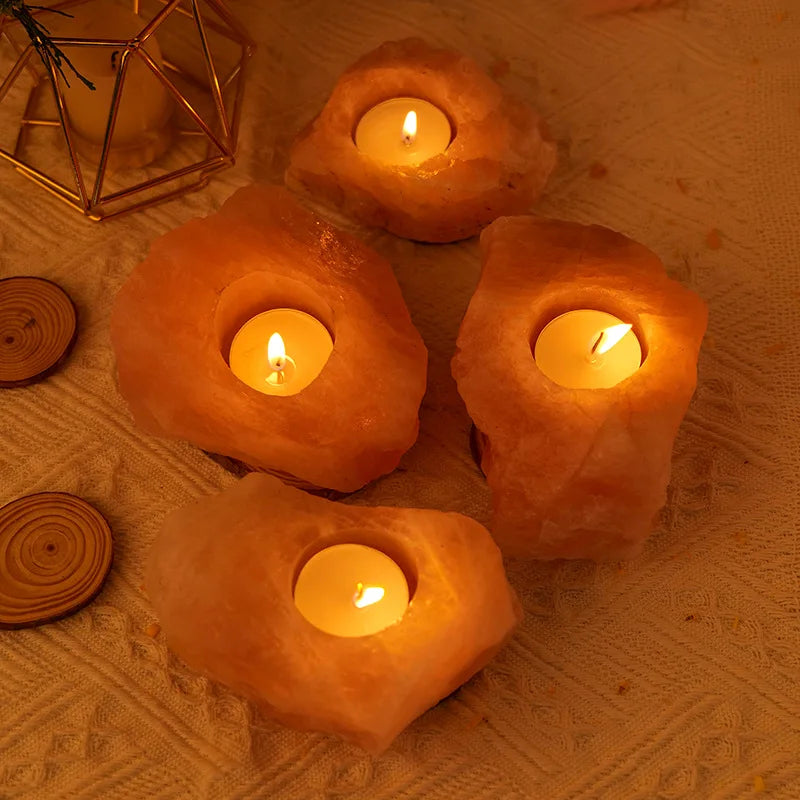 Natural Raw Stone Candle Holders