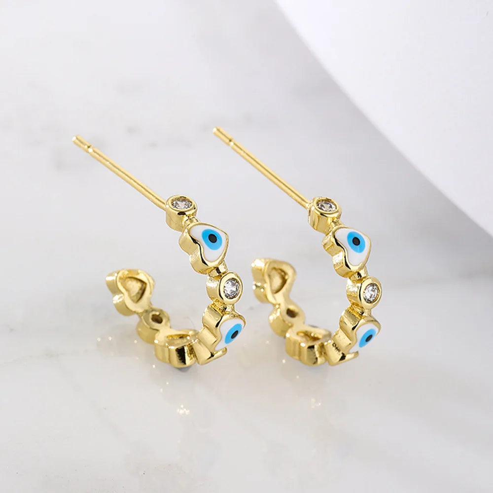 Stud Earrings Bohemian Enamel Evil Eye Lucky Earring Jewelry Accessories