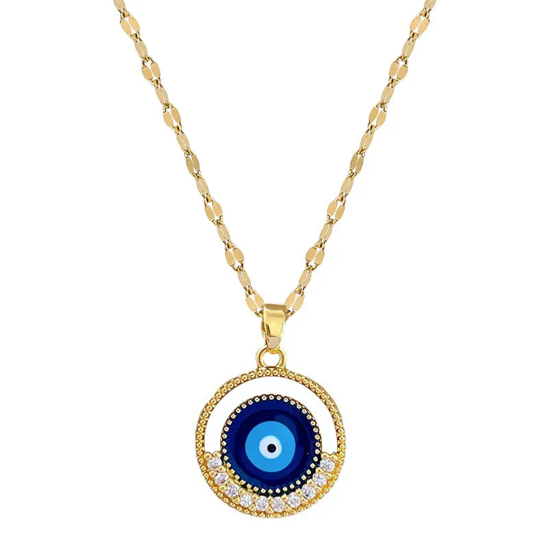 4 Styles Zircon Evil Eye Necklace for Stainless Steel Lucky Turkish Hamsa Hand Pendant Necklace