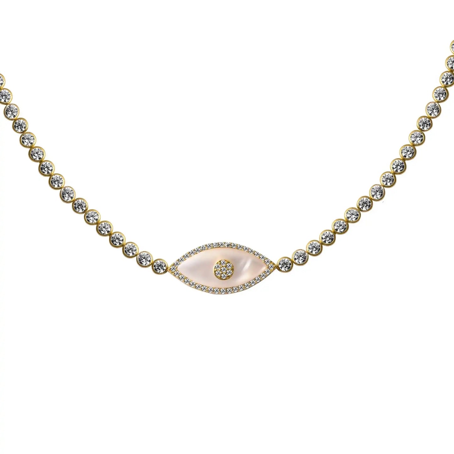 Stainless Steel Devil's Eye Necklace for Women Vintage Crystal Evil Eye Choker Gold Plated Jewelry