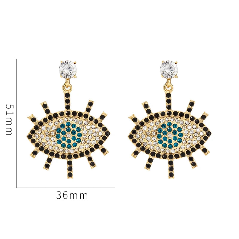 Evil Eye Earrings Loop Pearl Enamel Eye Statement Earrings