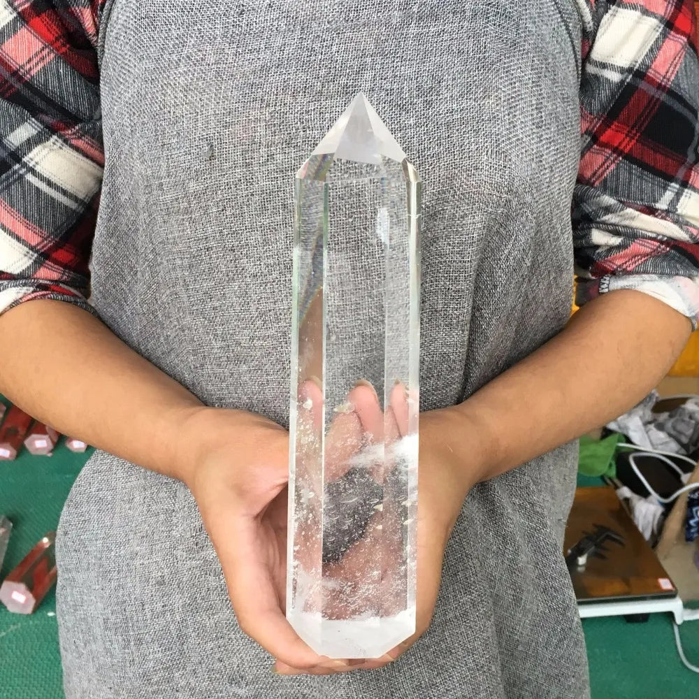 400-1000g Clear Stone Quartz Obelisk Crystal Wand Point Healing