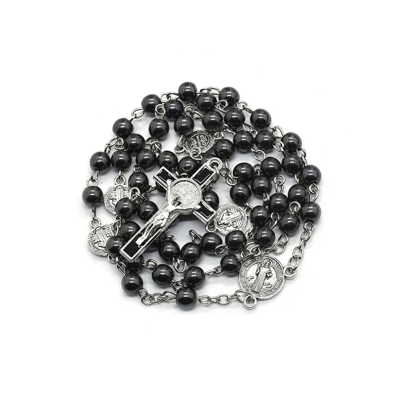 St. Benedict Black Hematite Catholic Rosary