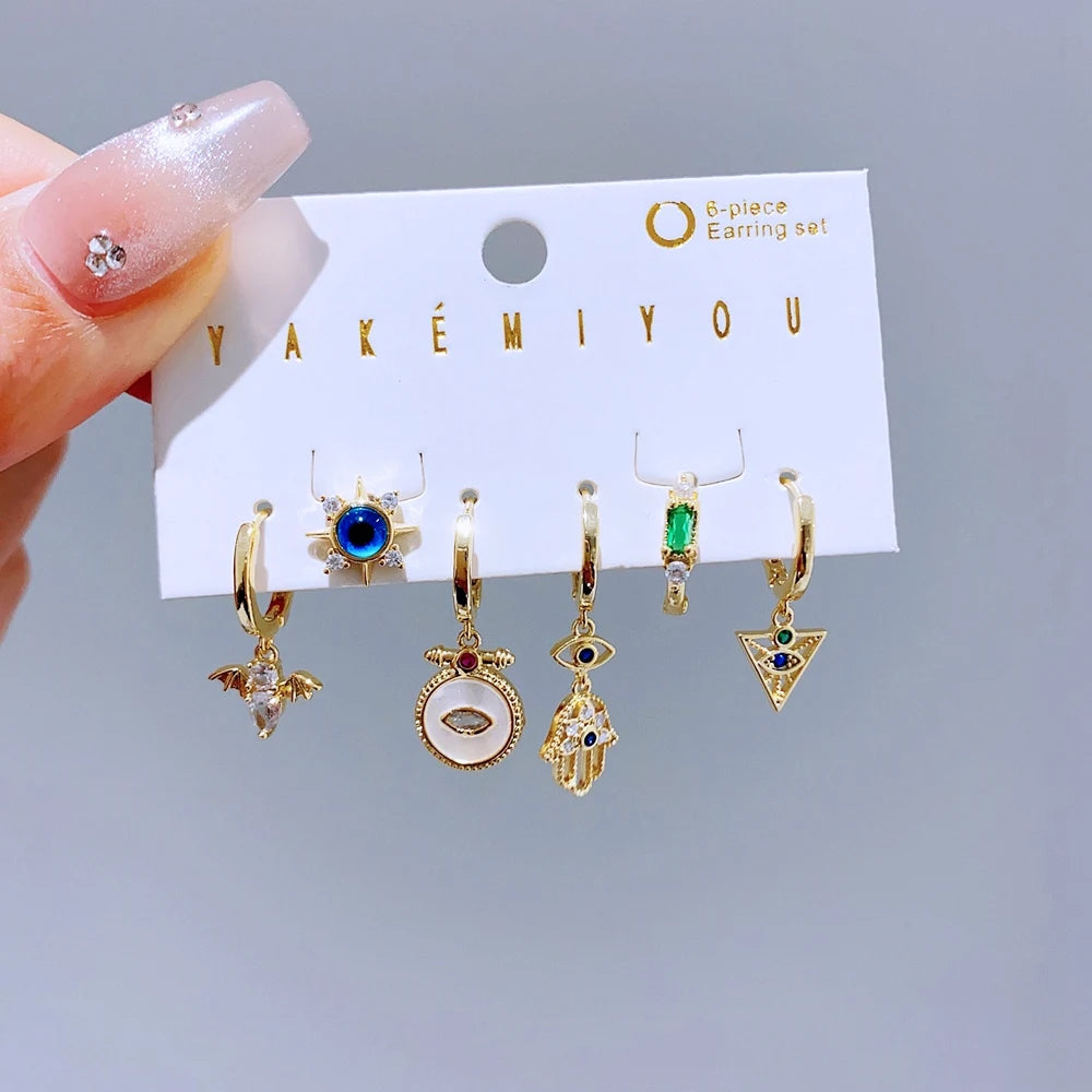 Mix and Match Hamsa Hand Evil Eye Dangle Earrings