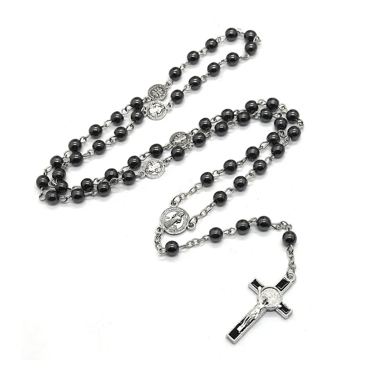 St. Benedict Black Hematite Catholic Rosary