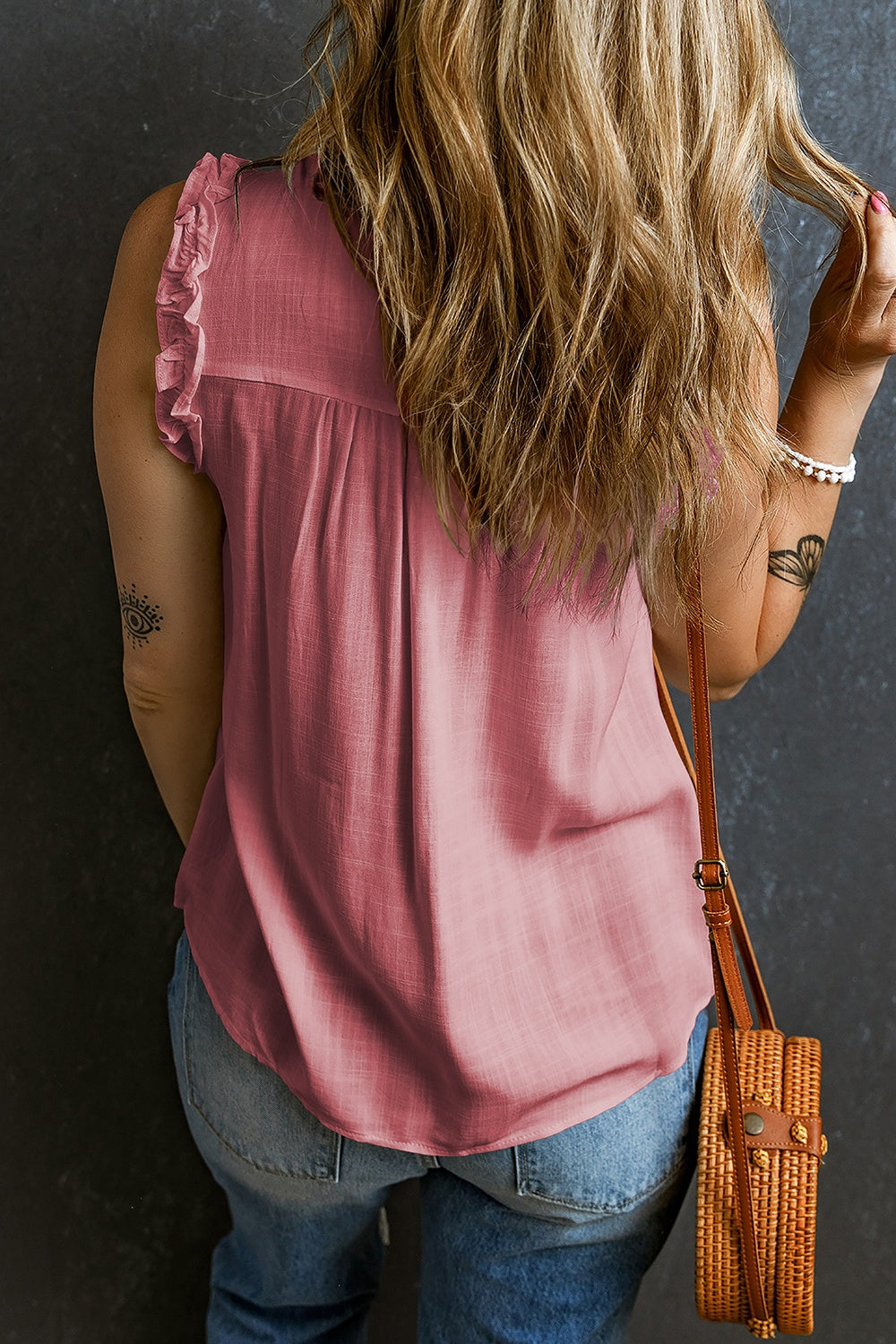 Frill Notched Sleeveless Tank